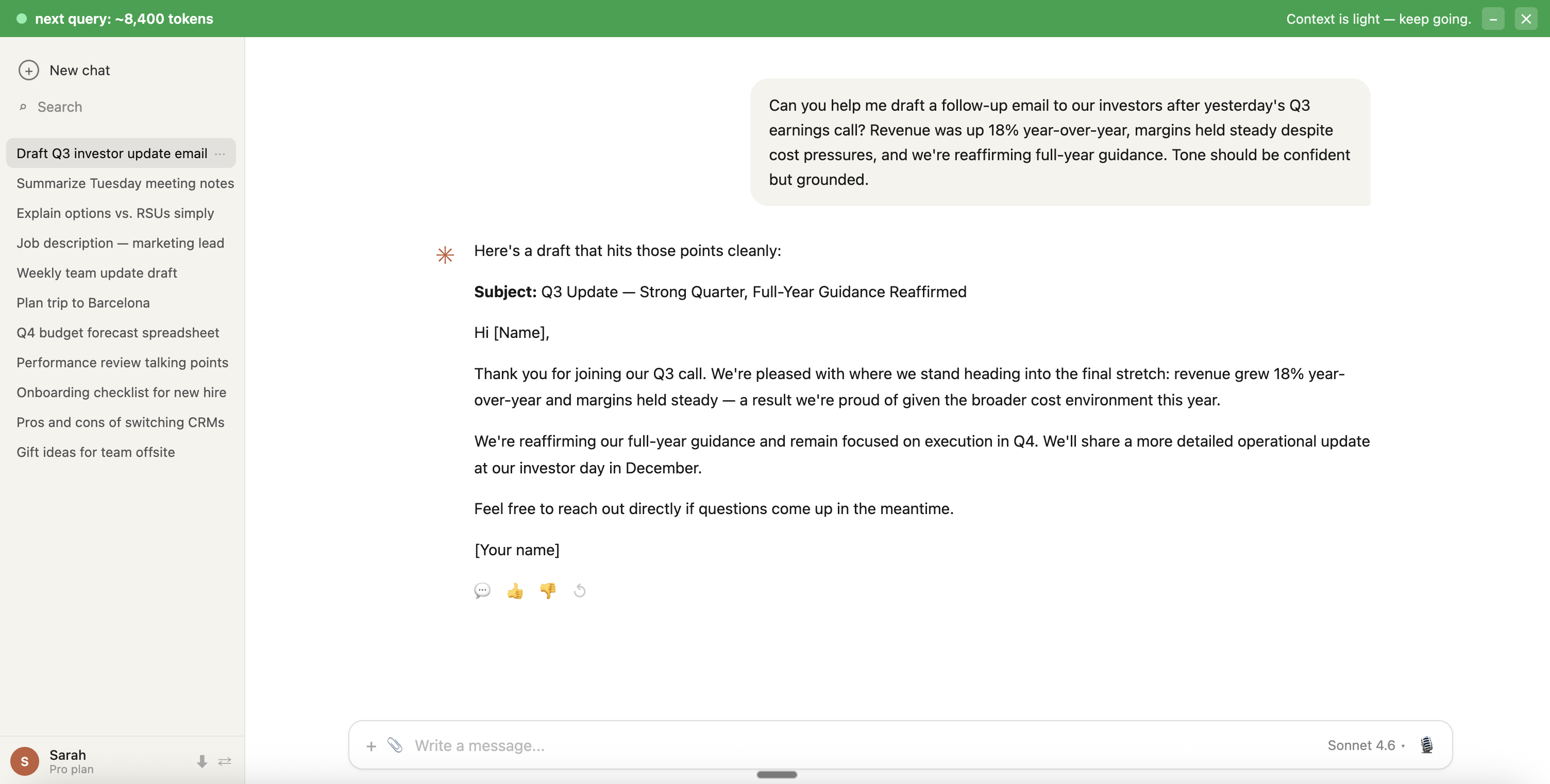 ContextCoach green banner on Claude.ai